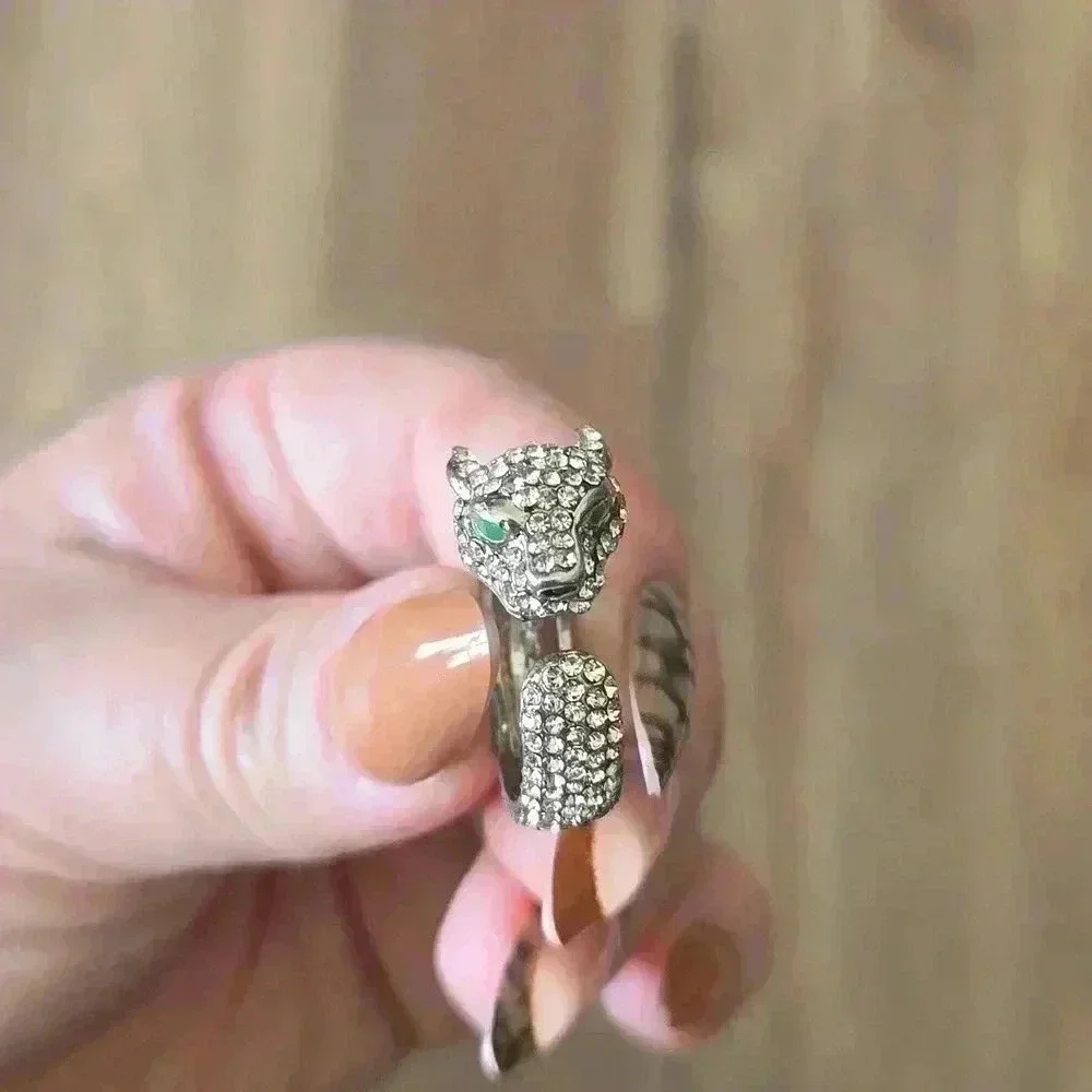 Silver Rose Gold Panther Resizable Adjustable Animal Tiger Ring New